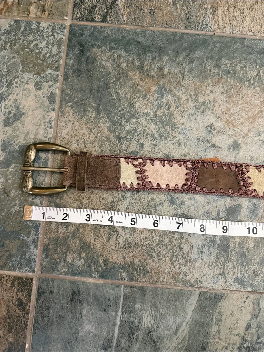 Free People Patchwork Leather Belt in Brown, Tan, Cream